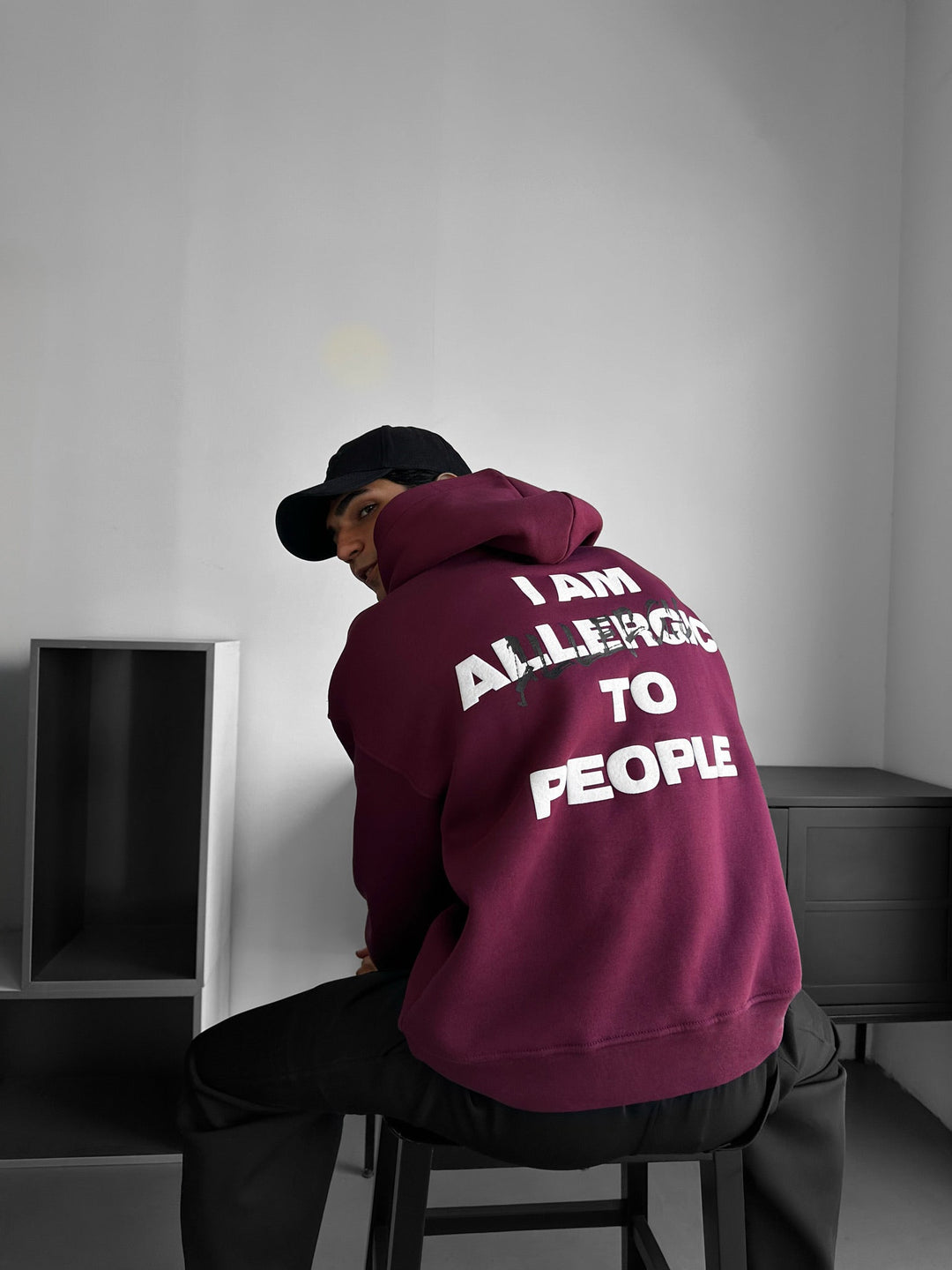 Oversize Allergisk Hoodie - Bordeaux