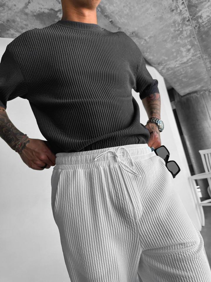 Oversize Ribbad T-Shirt - Antracit