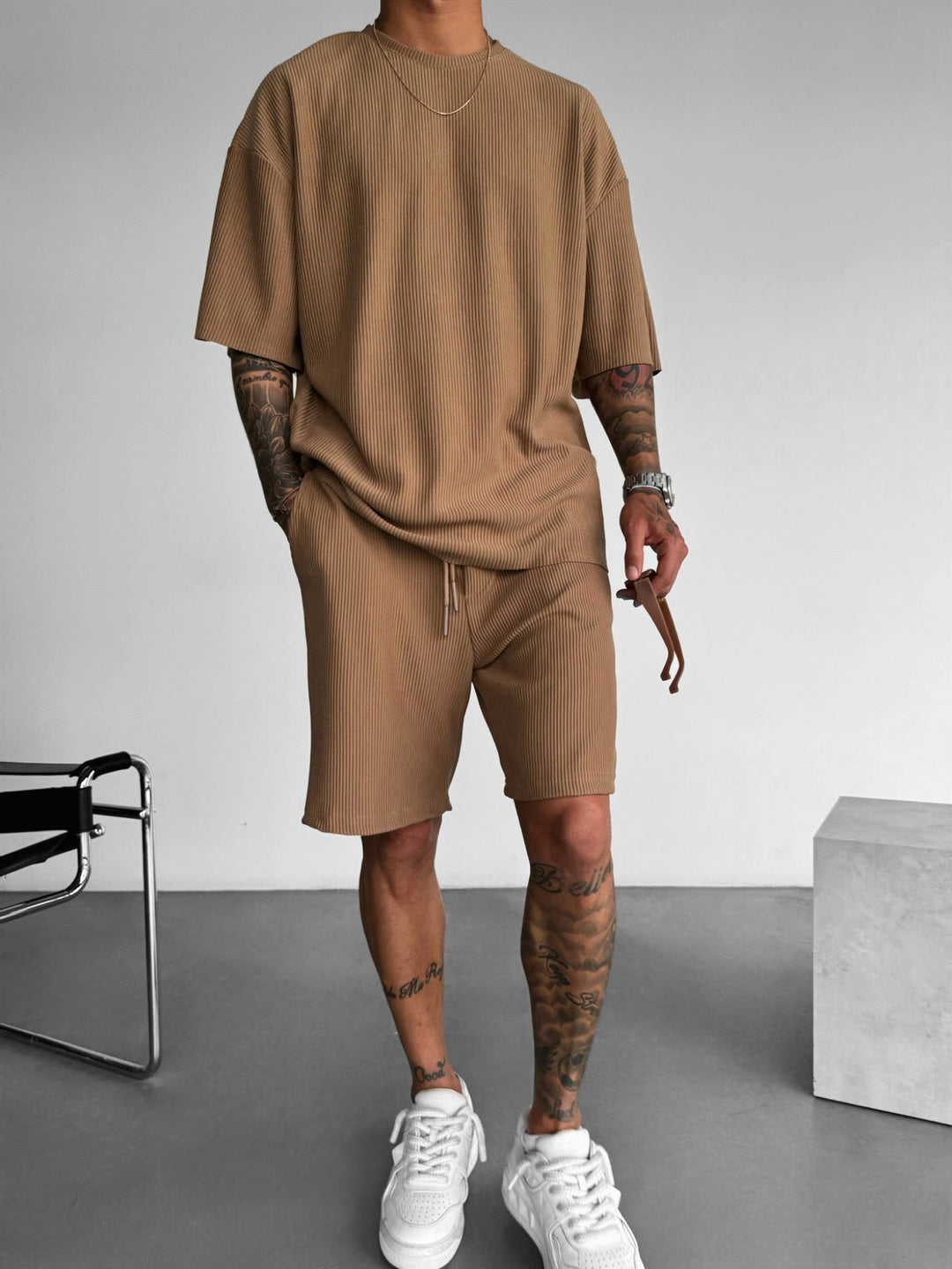 Oversize Cord Tee - Brun