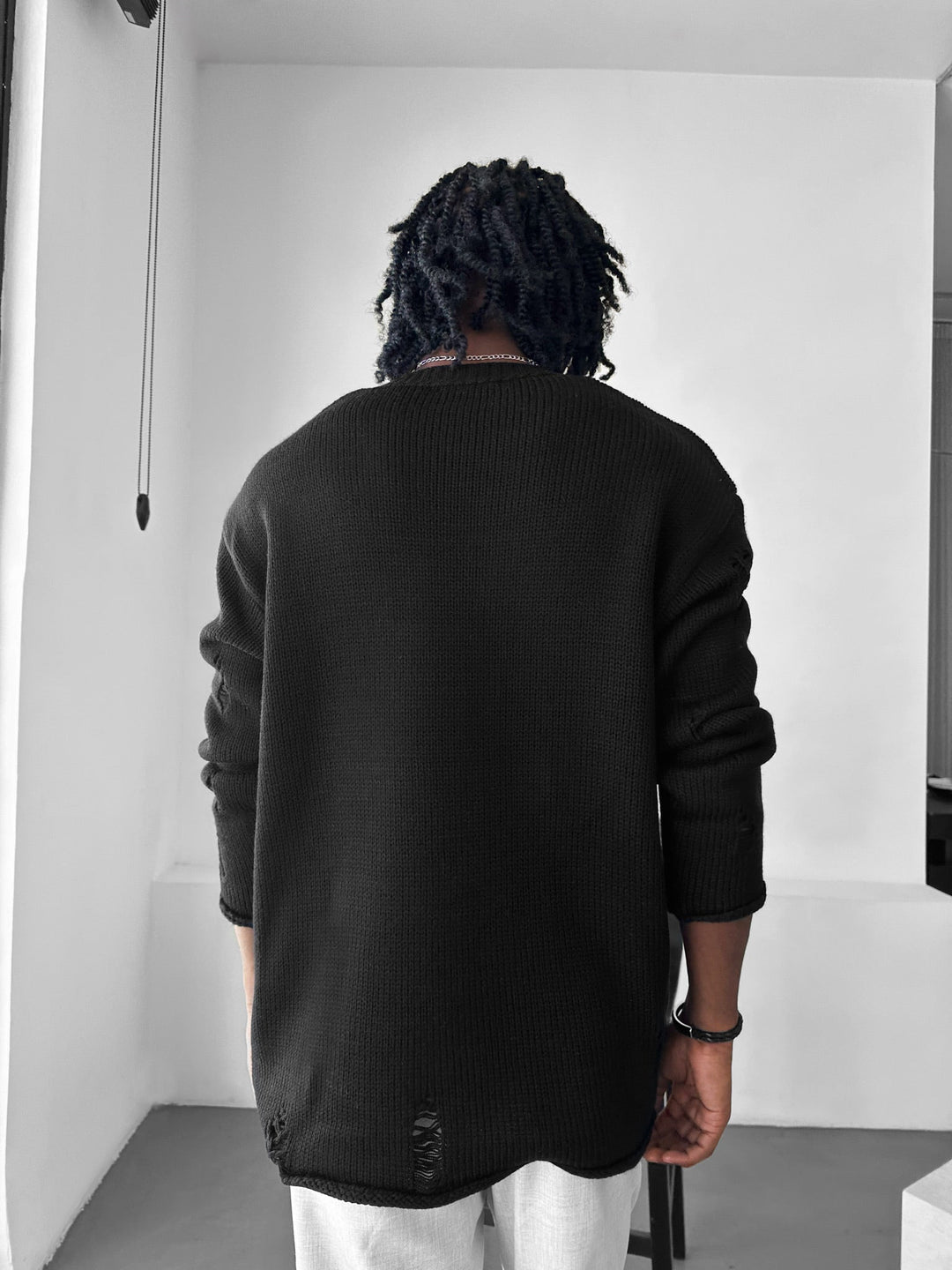 Oversize Torn Sweater - Svart