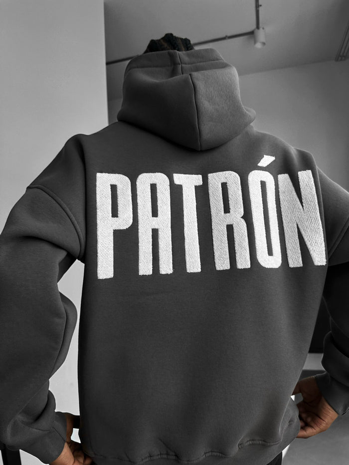 Oversize Detaljerad Patron Hoodie - Antracit