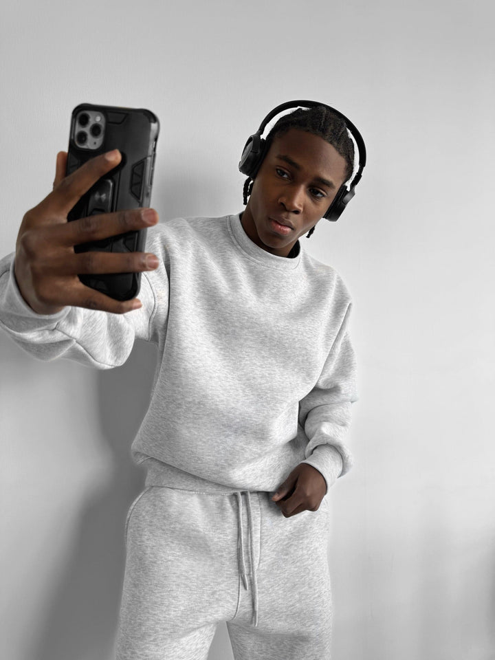 Oversize Basic Tröja - Ljus Grå Melange