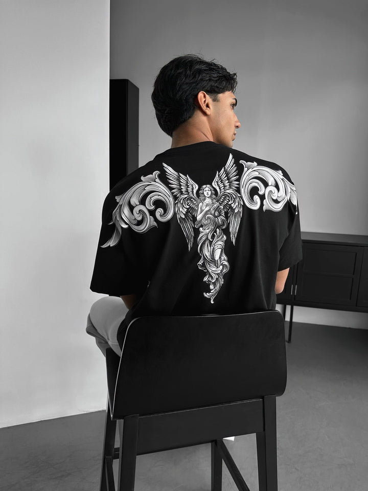 Oversize Sky Angel T-shirt - Svart