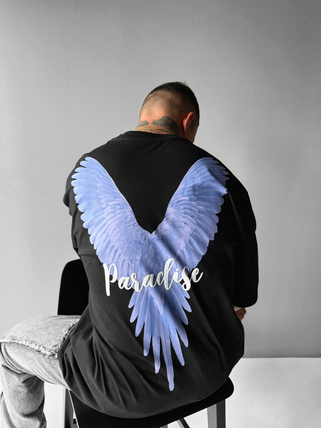 Oversize Papegoja Paradis T-shirt - Svart och Lila