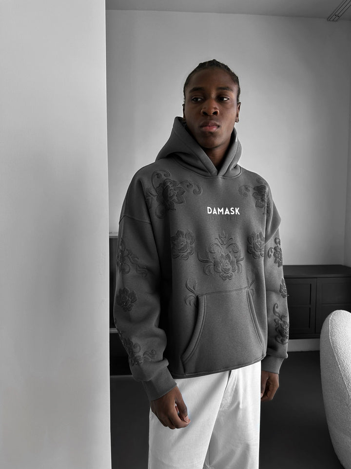 Oversize Damask Hoodie - Antracit