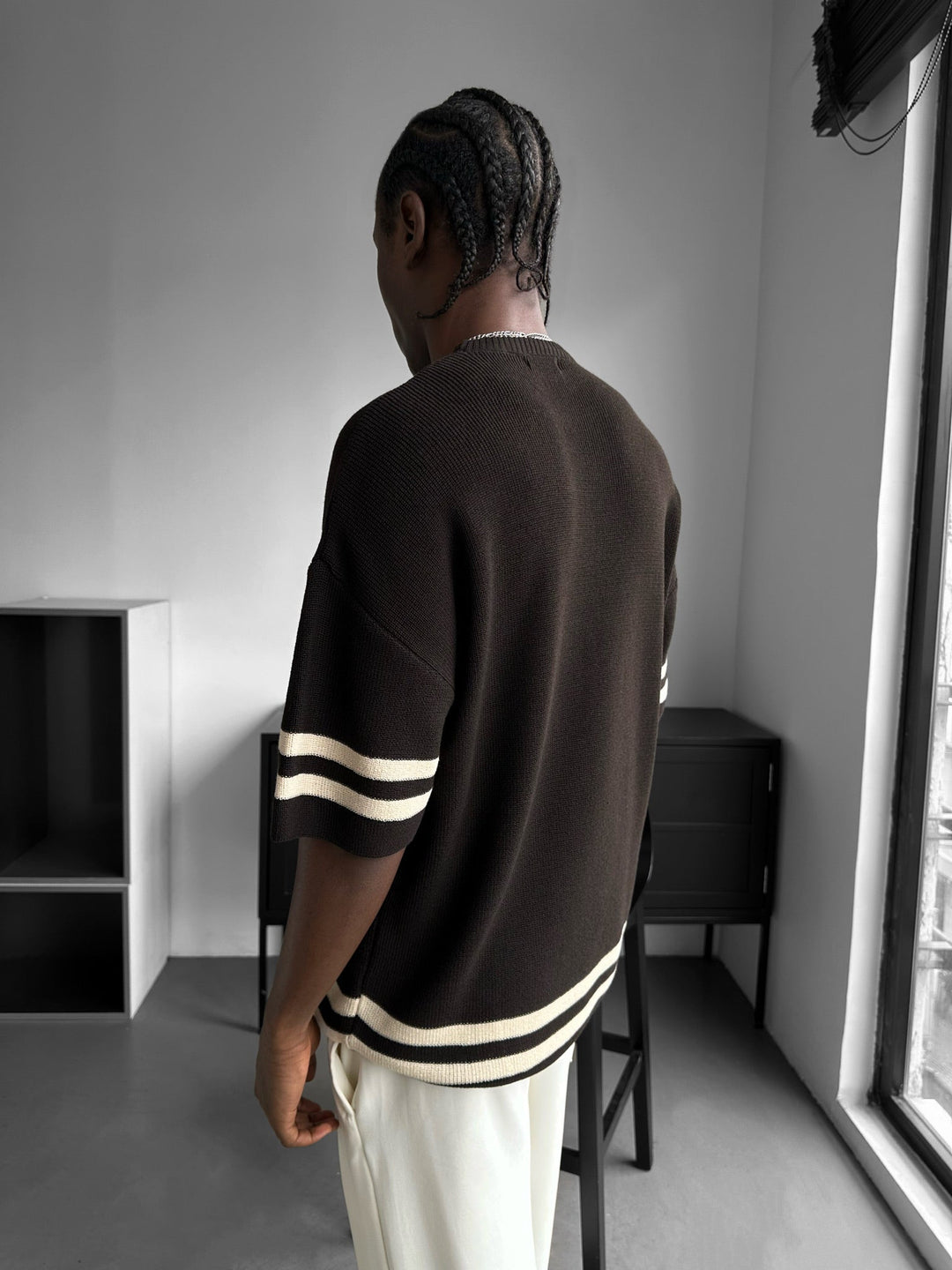 Regular Fit Skadade Hjärtan Stickad T-shirt - Brun