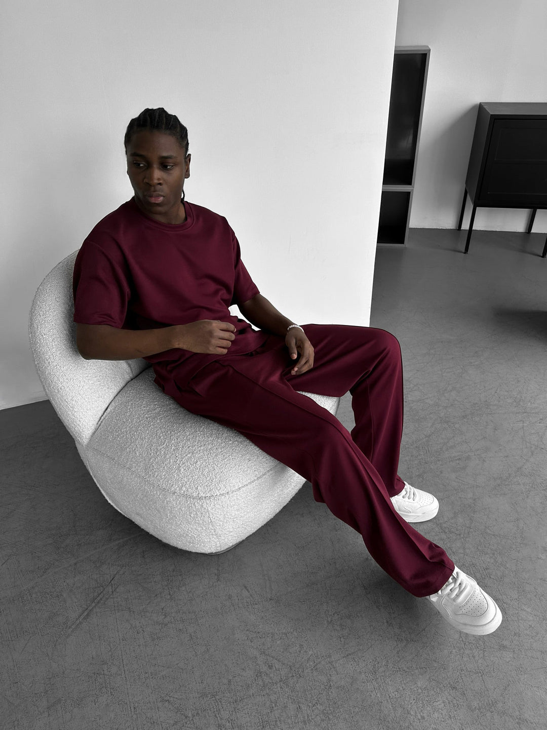 Lösa Grundläggande Plisserade Byxor - Bordeaux