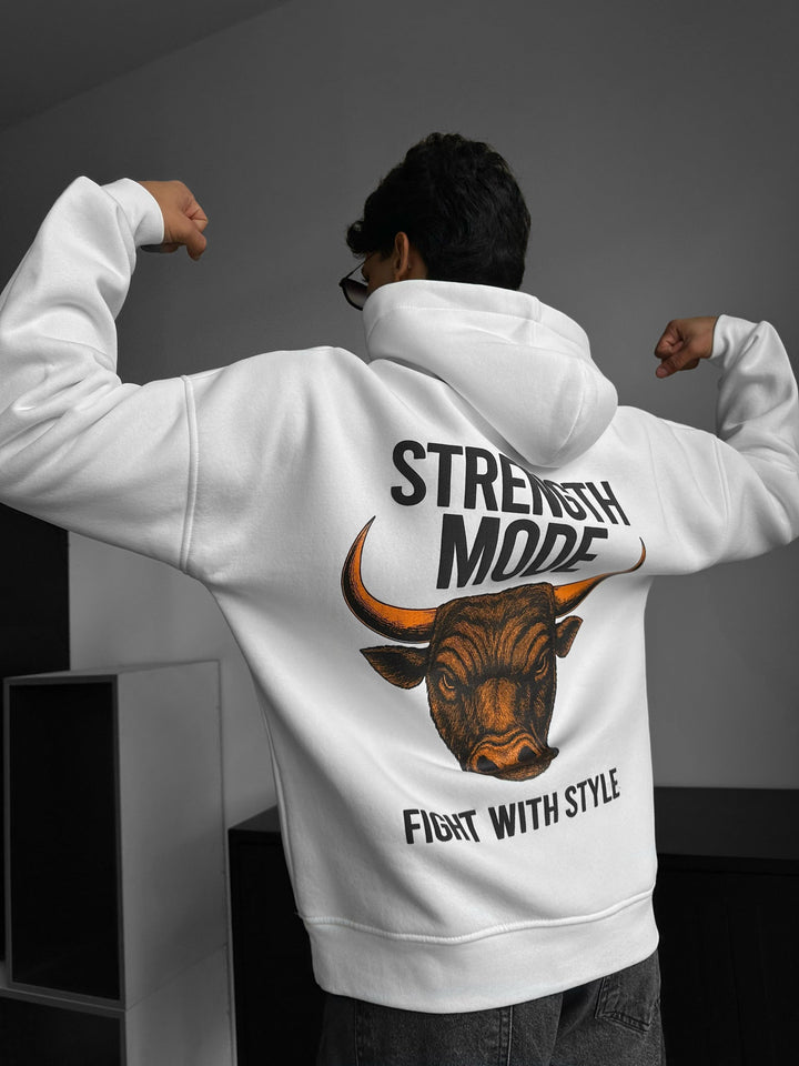 Oversize Styrkemode Hoodie - Vit