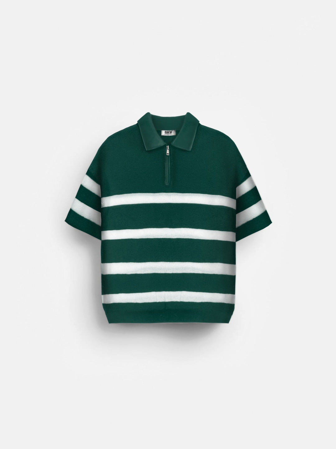 Regelbunden Stickad Dragkedja T-shirt - Petrol