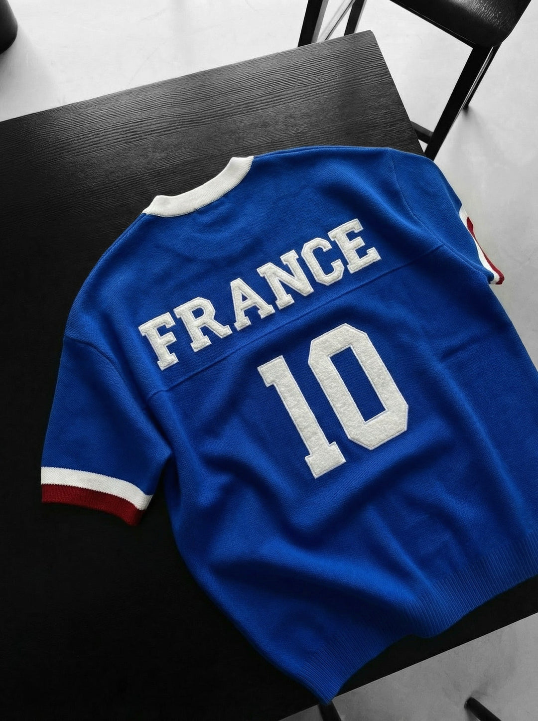 Oversize Frankrike Stickad T-shirt - Sax