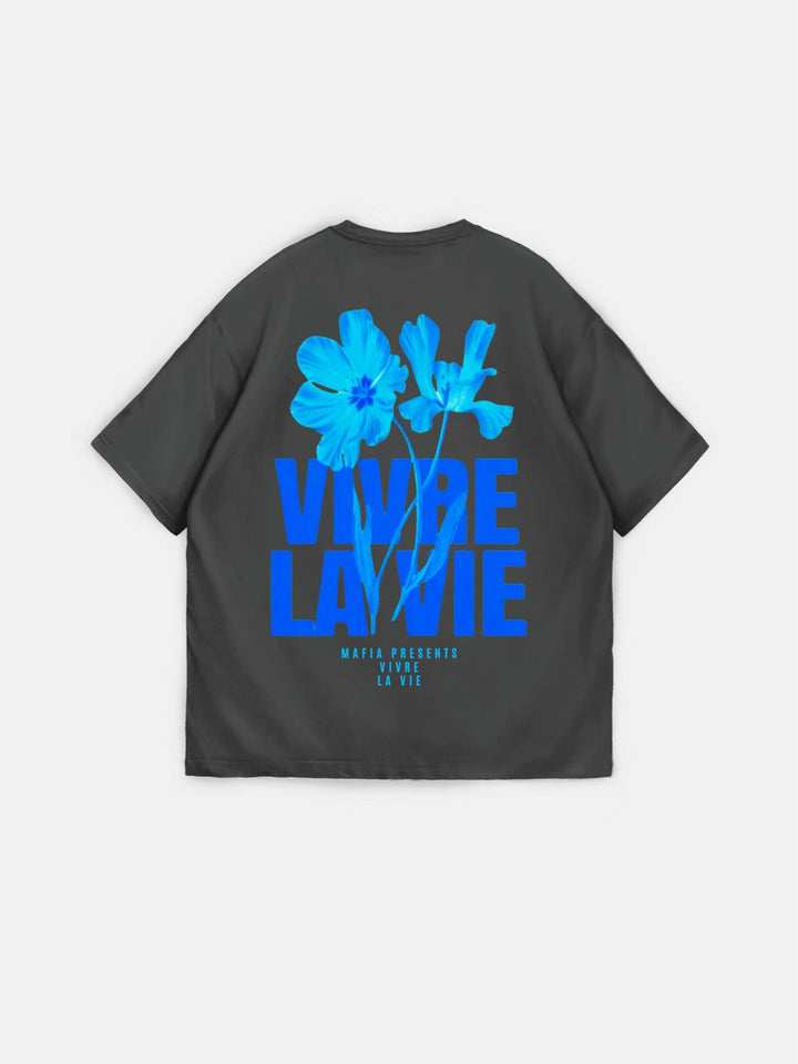 Oversize Vivre la Vie T-shirt - Antracit