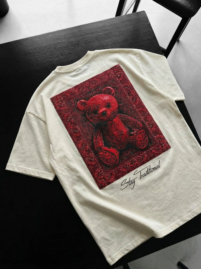 Oversize 'Stay Traditional' T-shirt - Antik Vit