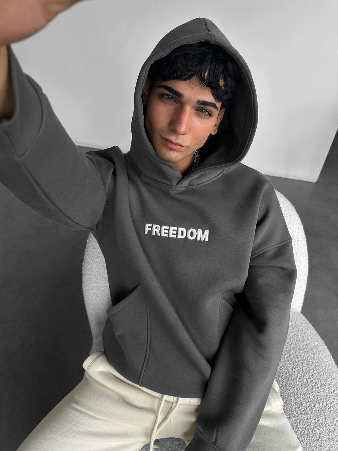 Oversize Stitches Hoodie - Antracit