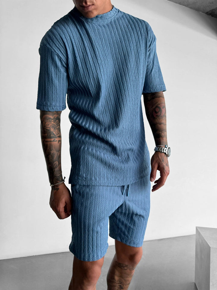 Oversize Strukturerad T-Shirt - Coronet Blå