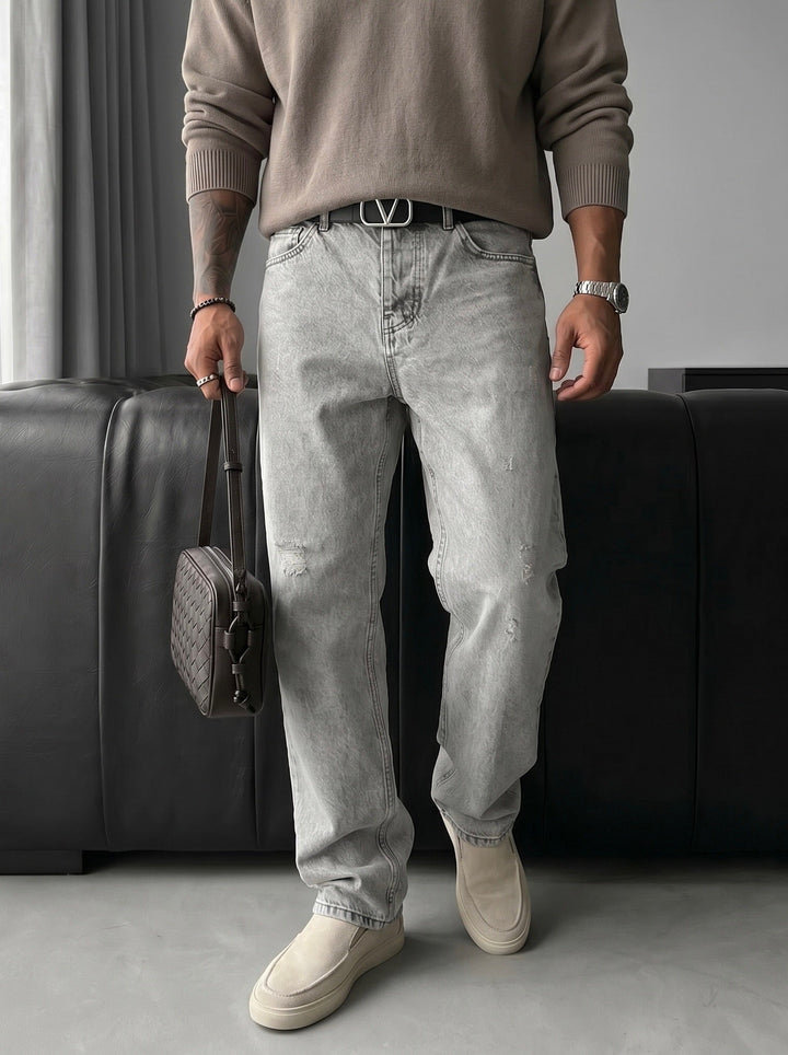Baggy Torn Jeans - Grå