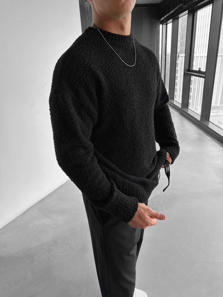 Oversize Plush Pullover - Svart