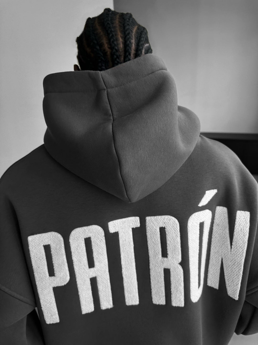 Oversize Detaljerad Patron Hoodie - Antracit