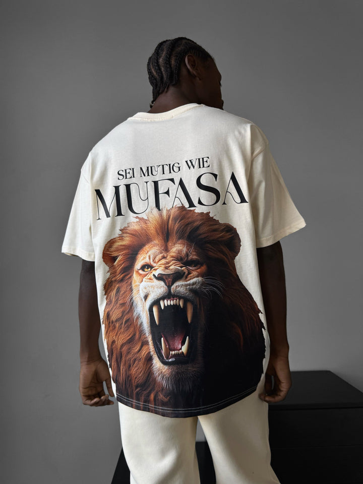 Oversize Lejon T-Shirt - Antik Vit