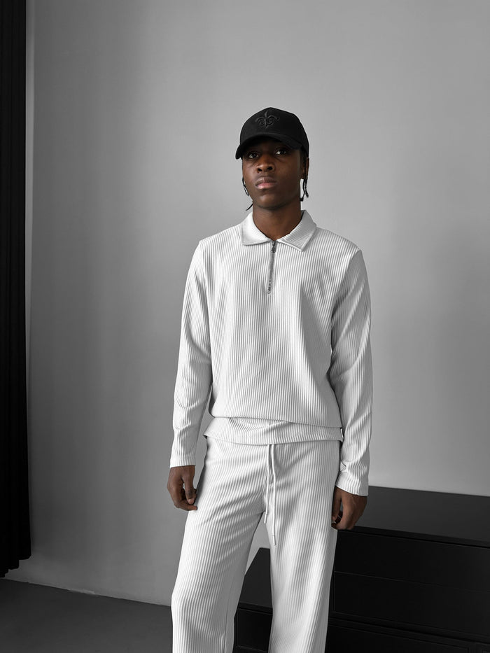 Lös Passform Dragkedja Polo Sweatshirt - Grå