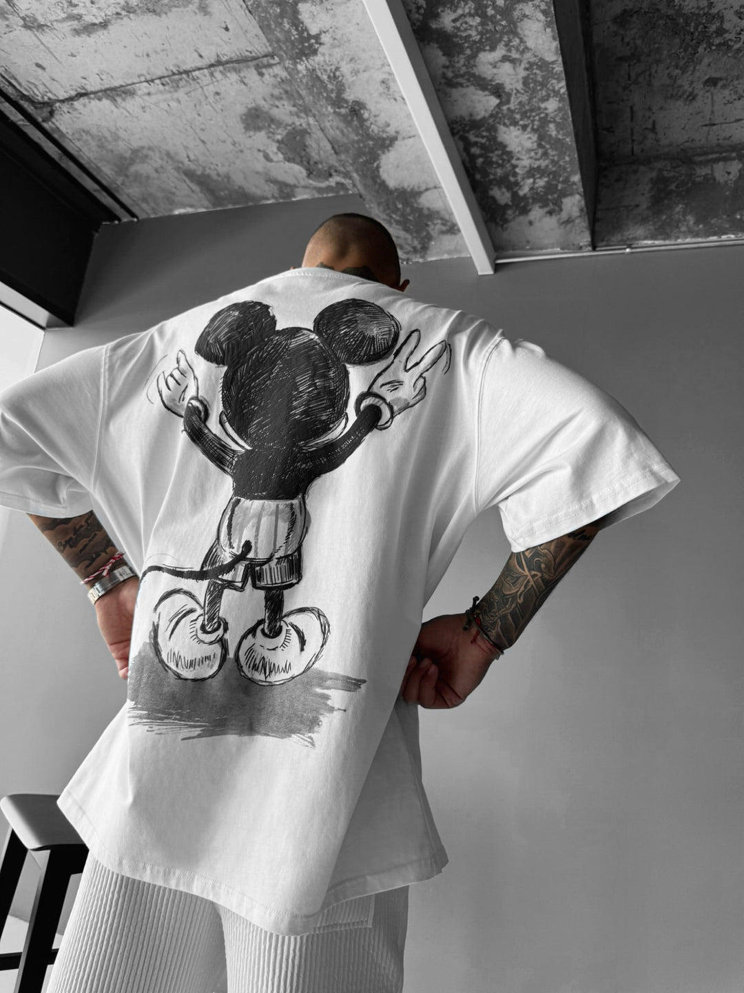 Oversize Mus-T-shirt - Vit och Svart