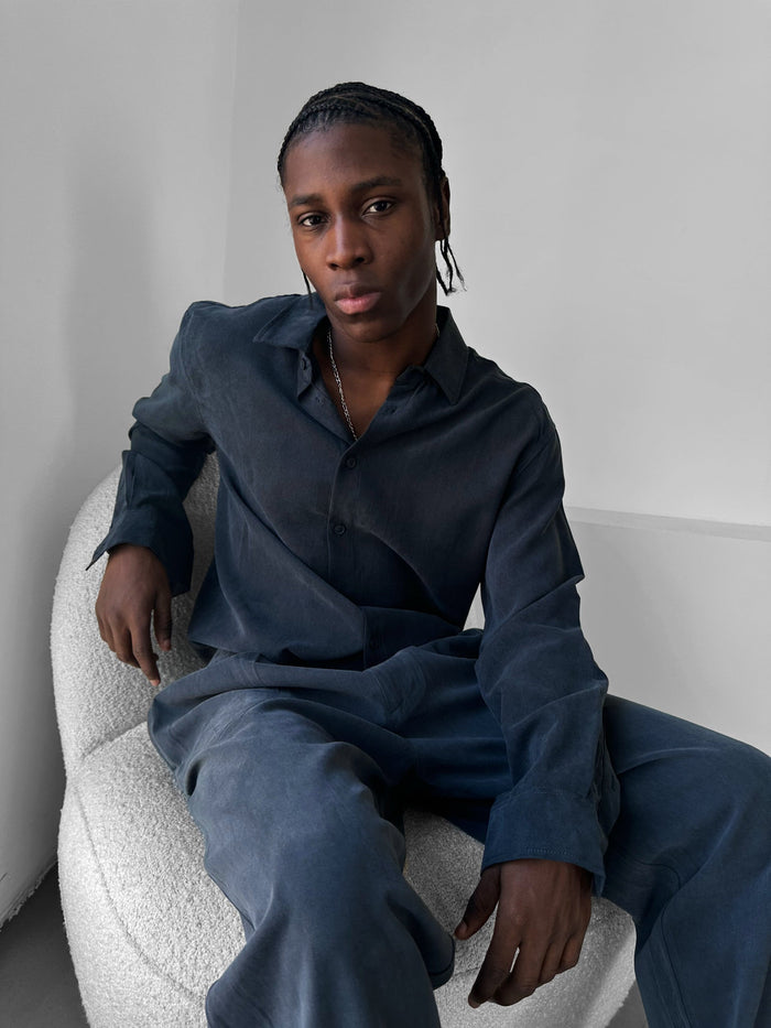 Oversize Tencel Skjorta - Svart