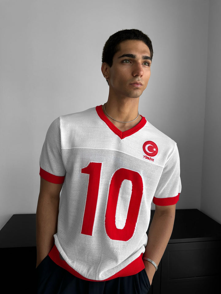 Oversize Türkiye Stickad T-shirt - Vit