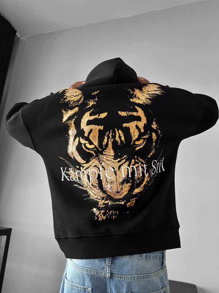 Oversize "Kämpfe mit Stil" Hoodie - Svart