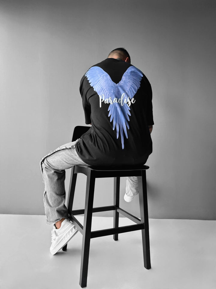 Oversize Papegoja Paradis T-shirt - Svart och Lila