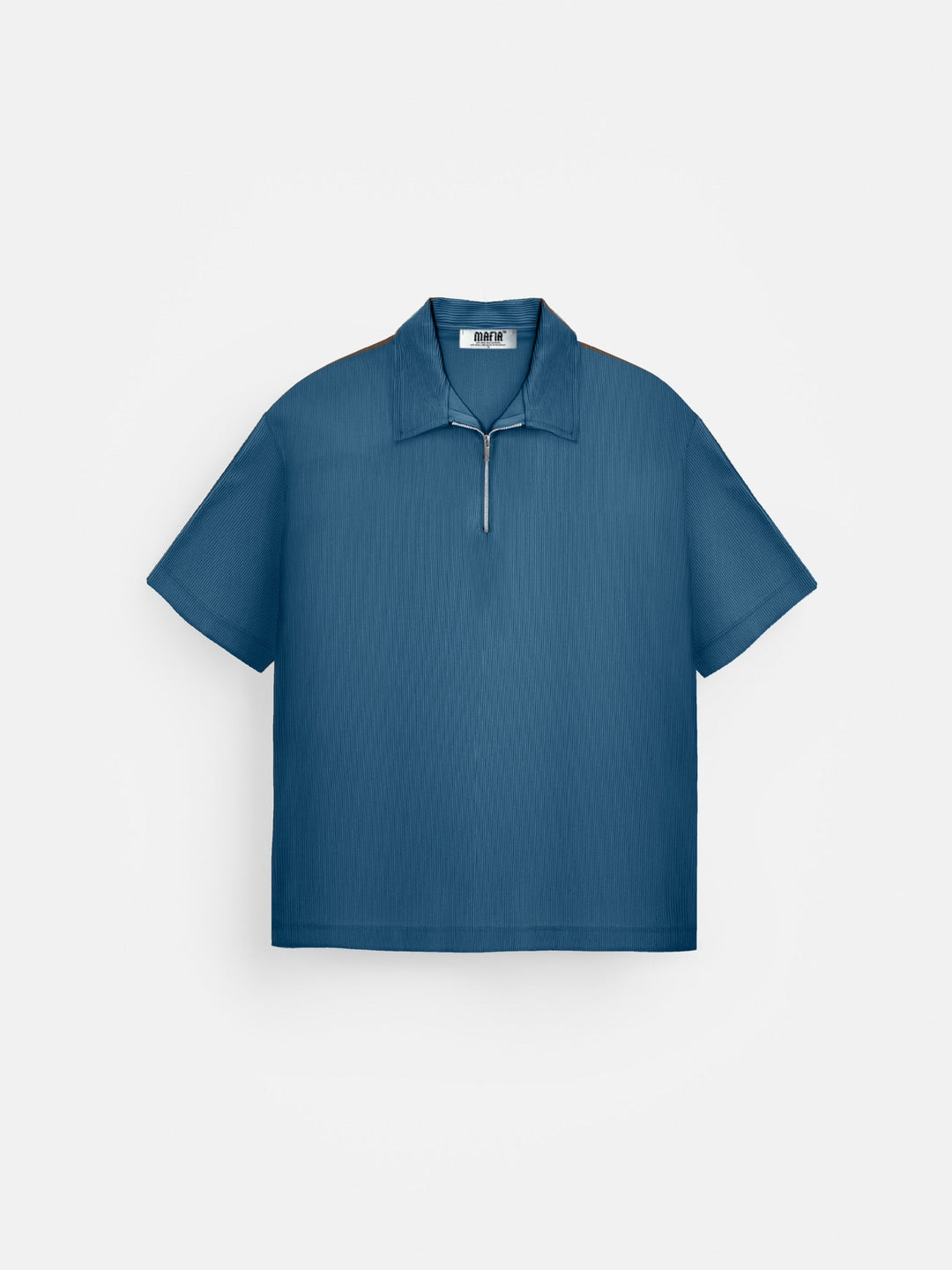 Överdimensionerad Texturerad Dragkedja Polo T-Shirt - Petrol