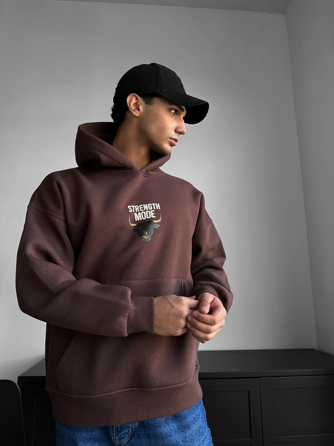 Oversize Styrkemode Hoodie - Brun
