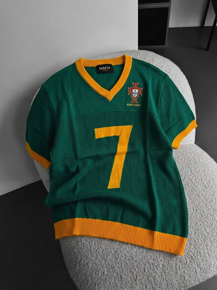 Oversize Portugal Stickad T-shirt - Grön