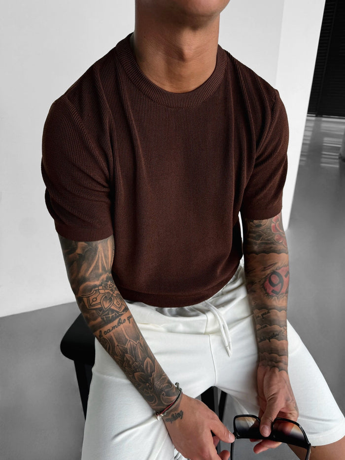 Basic Knit T-shirt - Brun