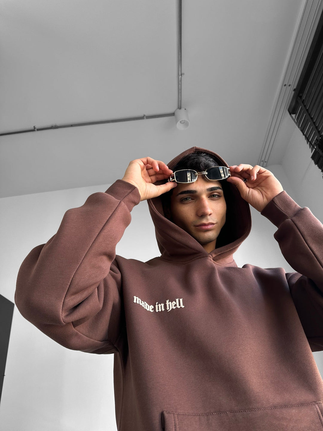 Oversize Made in Hell Hoodie - Brun