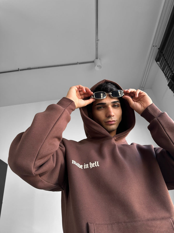 Oversize Made in Hell Hoodie - Brun