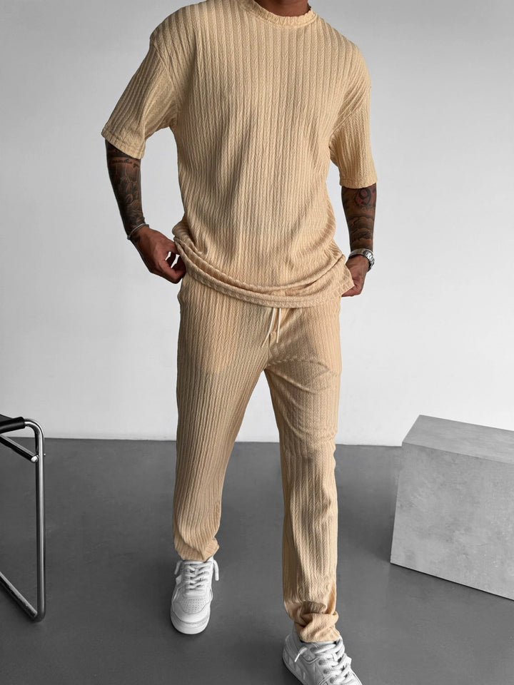 Oversize Strukturerad T-shirt - Almond Buff