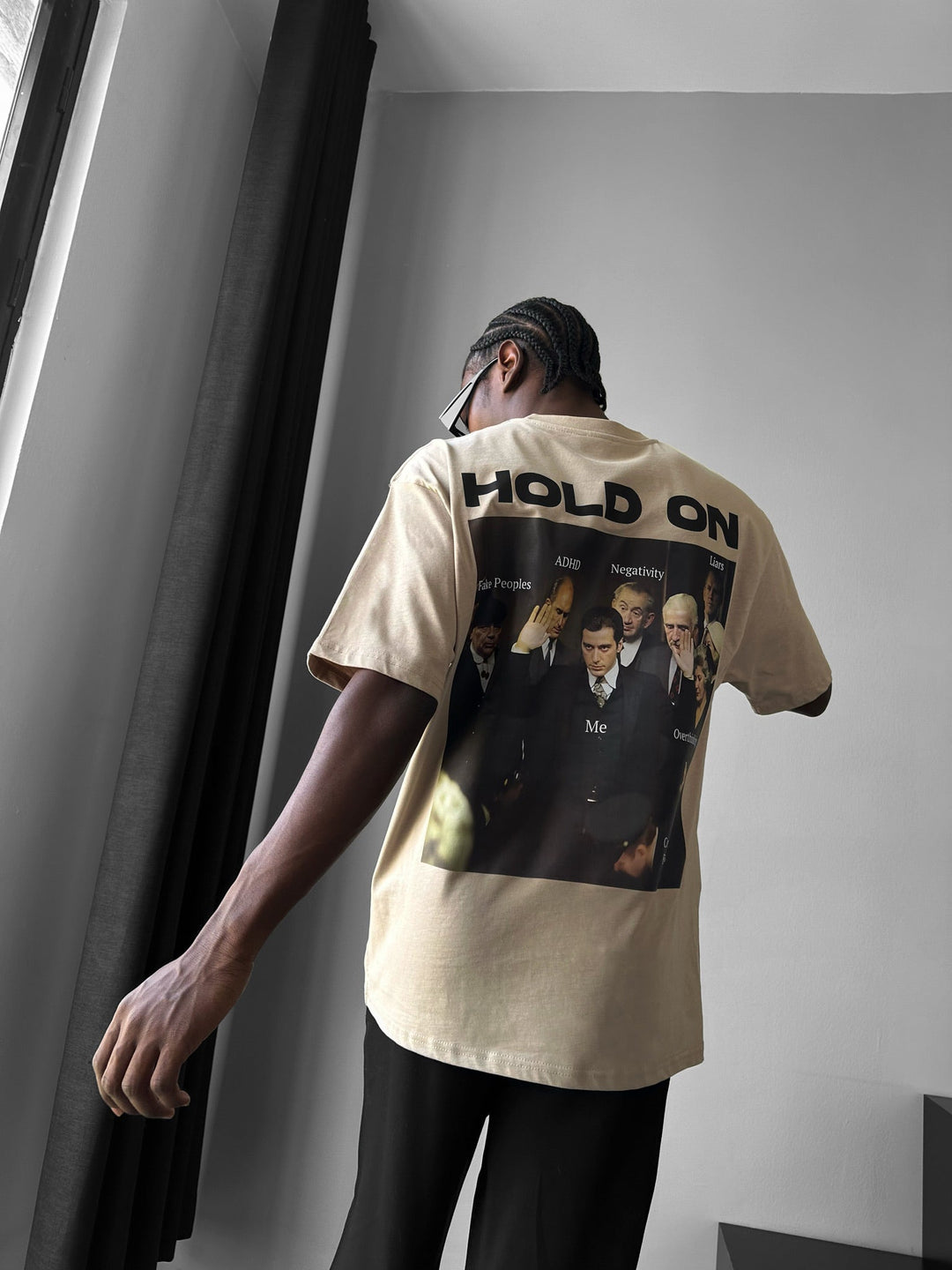 Oversize "Hold On" T-shirt - Beige