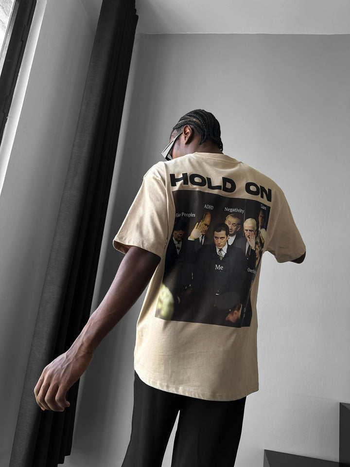 Oversize "Hold On" T-shirt - Beige