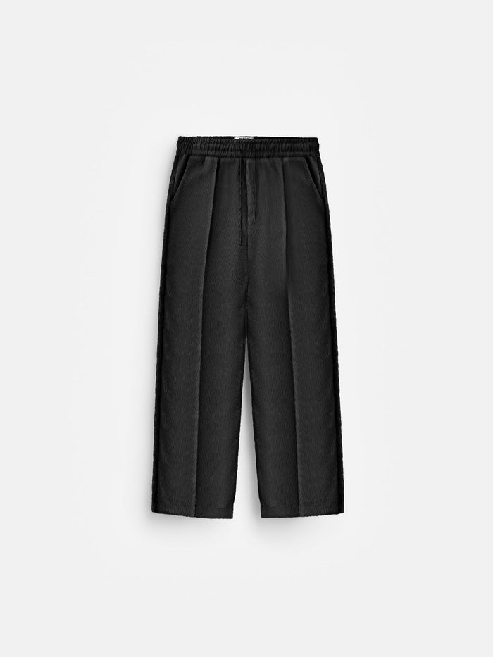 Lösa Texturerade Sömmarbyxor - Svart