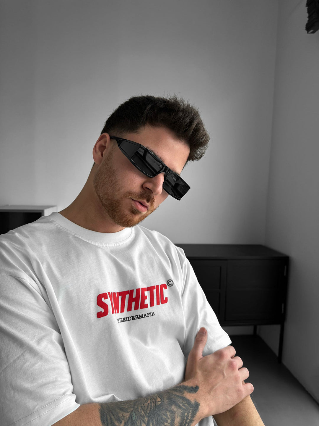 Oversize Syntetisk T-shirt - Ecru
