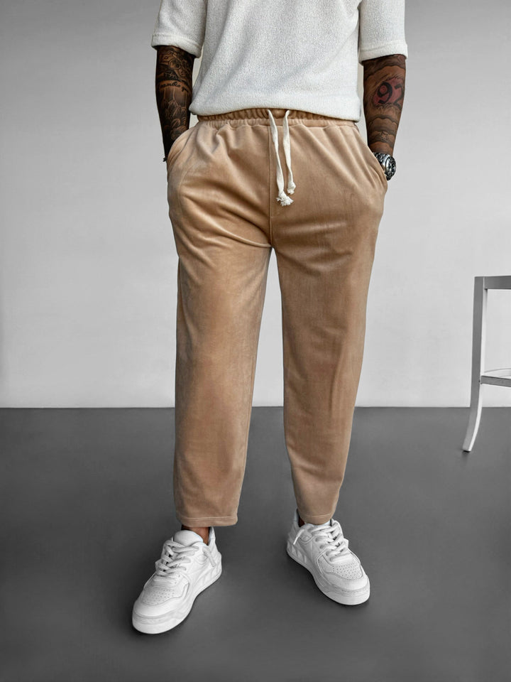 Lösa Velourbyxor - Beige