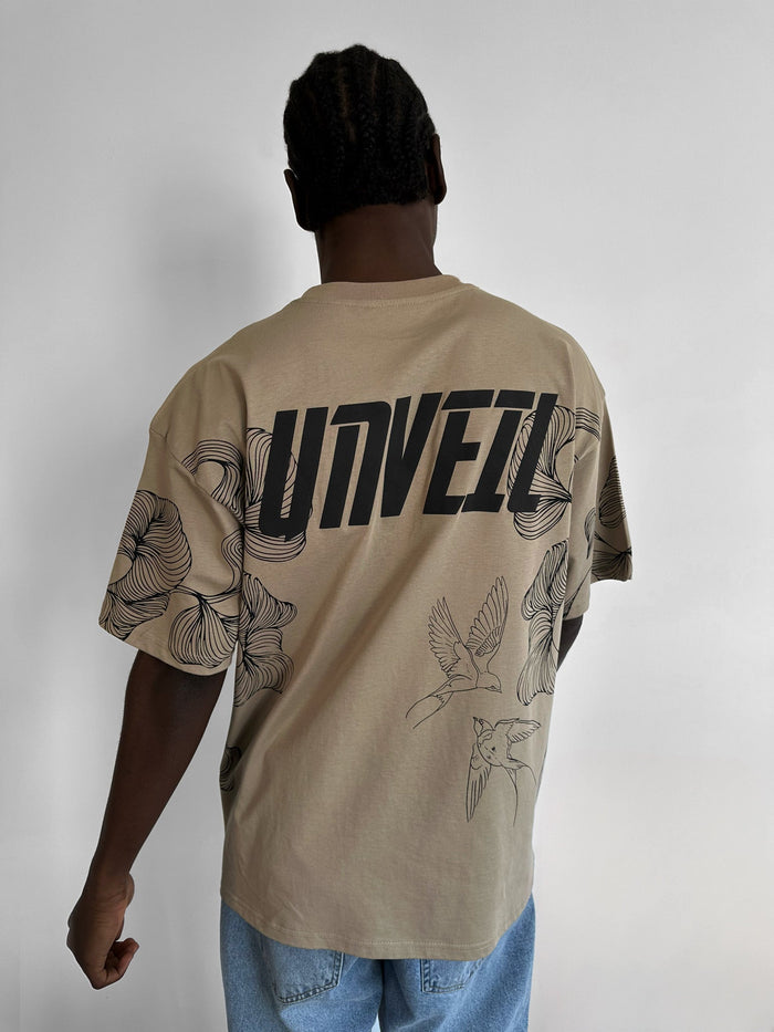Oversize 'Unveil' T-shirt - Beige