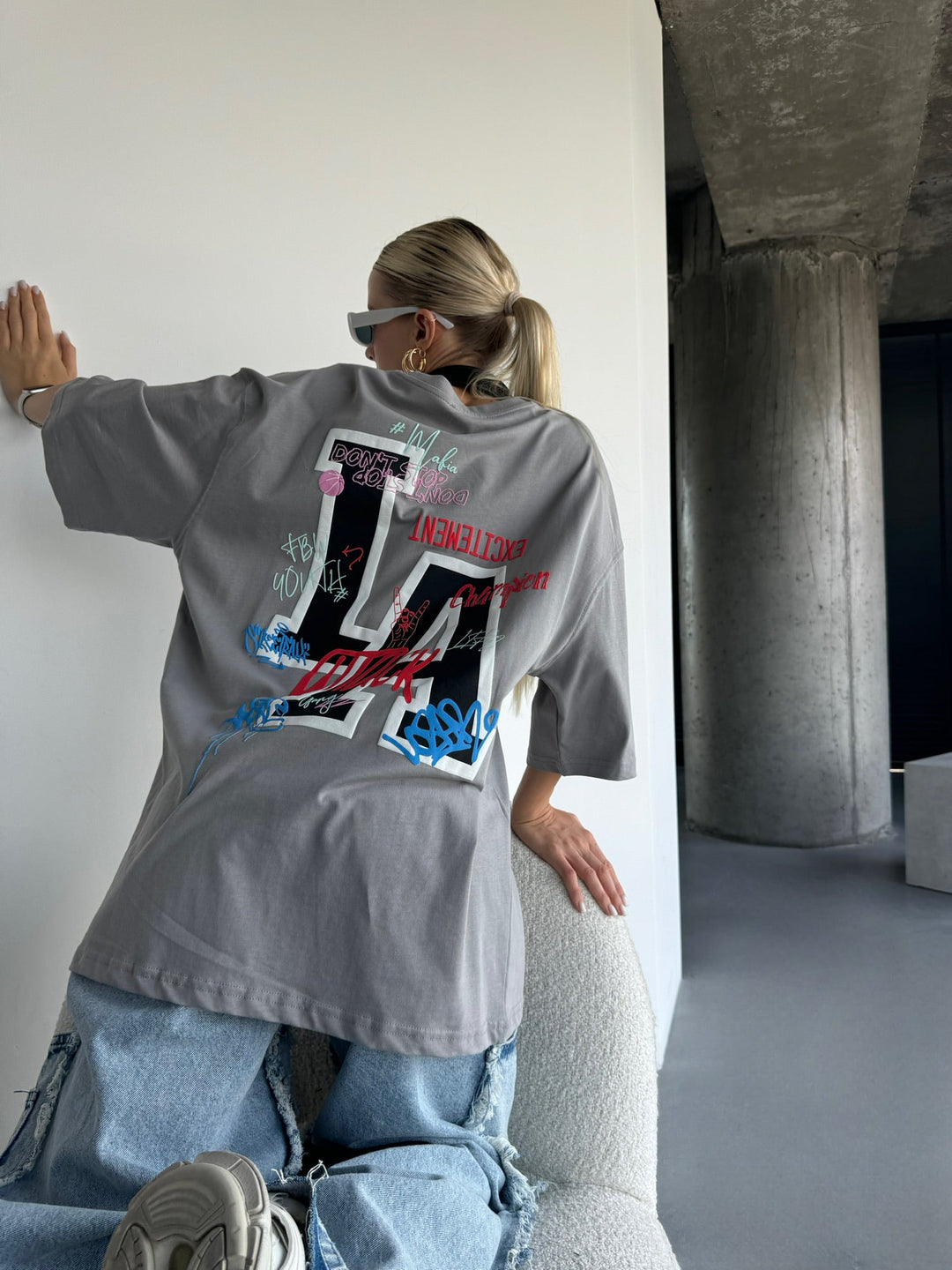 Oversize L.A T-shirt - Grå