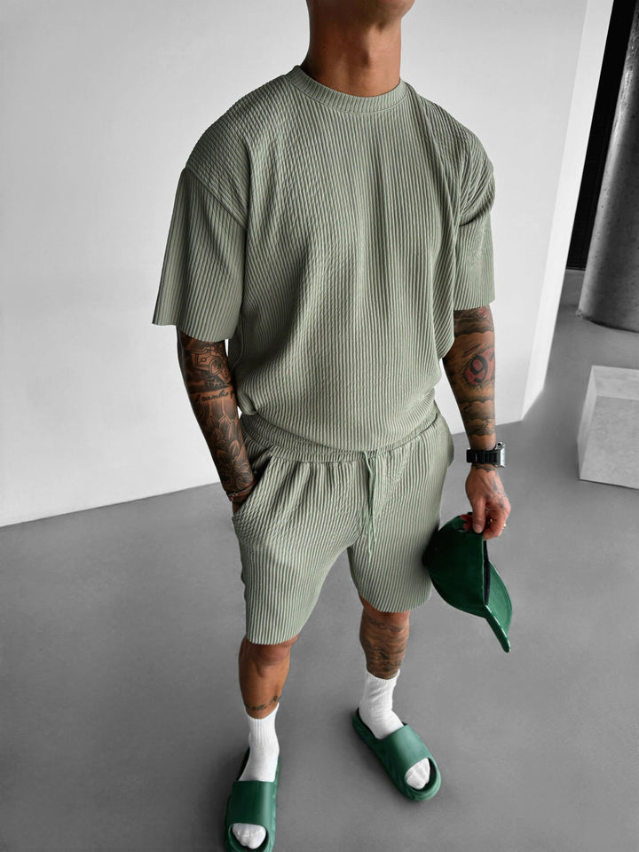 Oversize Ribbad T-shirt - Grön