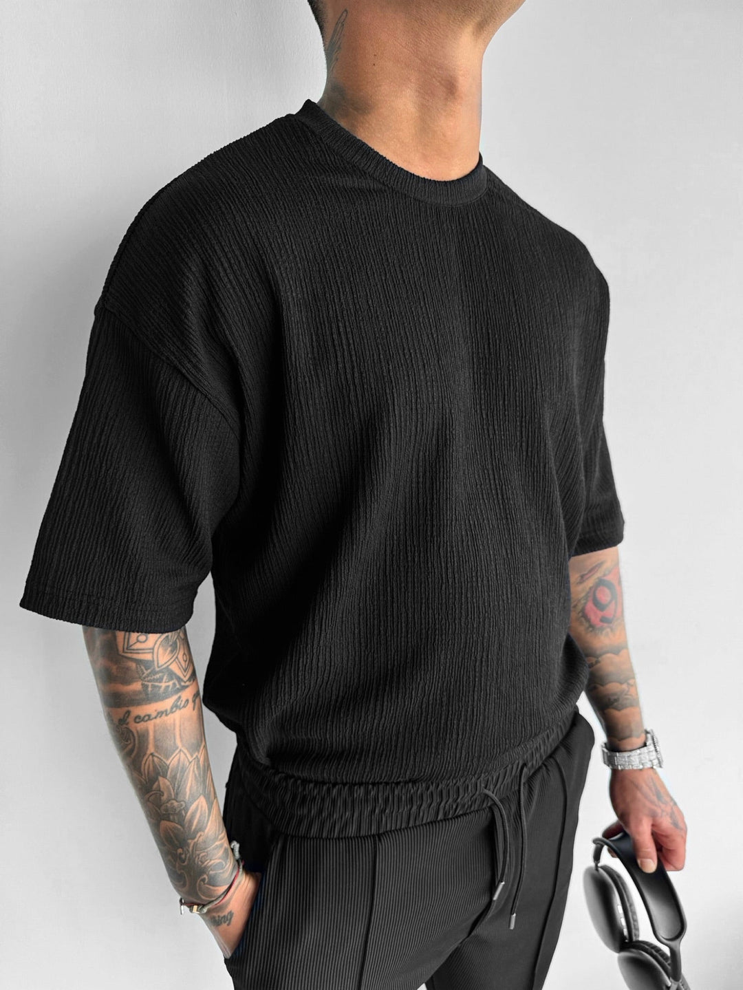 Oversize Crepe T-Shirts - Svart