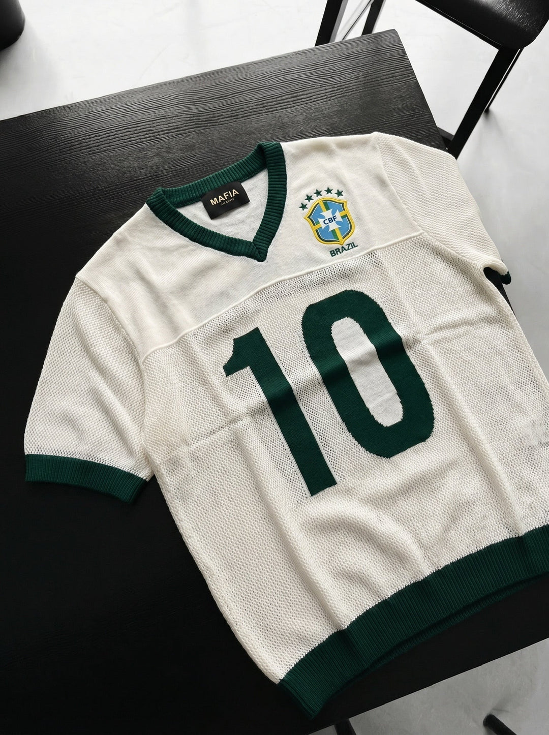 Oversize Brazil Stickad T-shirt - Vit