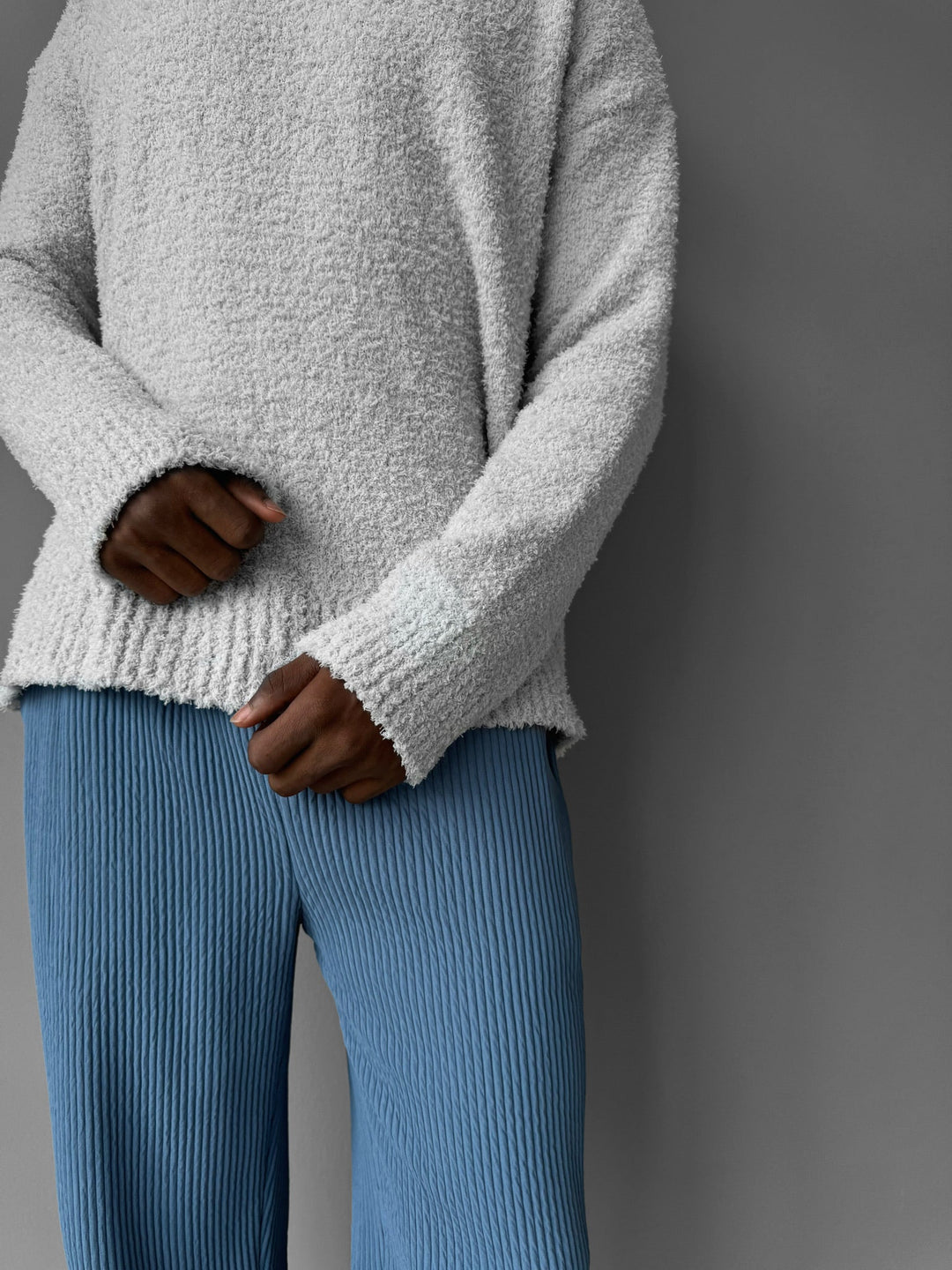 Oversize Plush Pullover - Grå