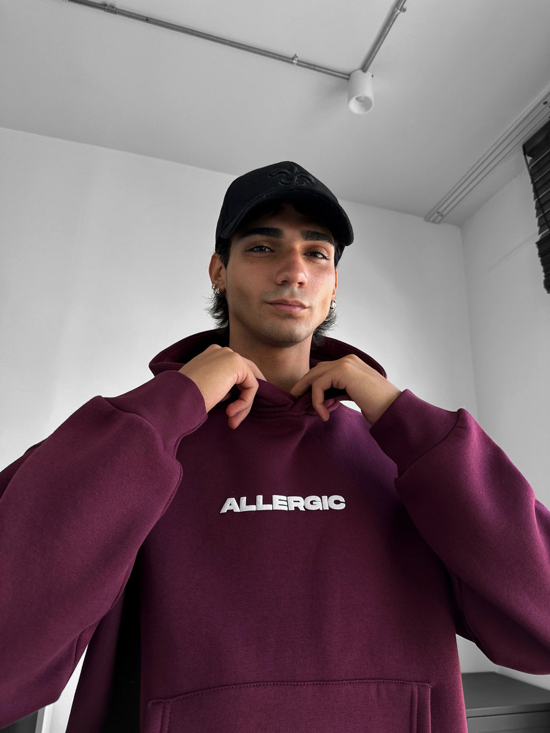 Oversize Allergisk Hoodie - Bordeaux