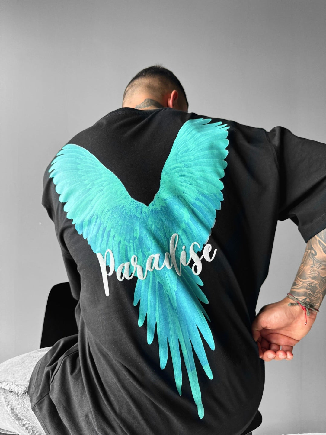 Översized Papegoja Paradis T-shirt - Svart och Grön