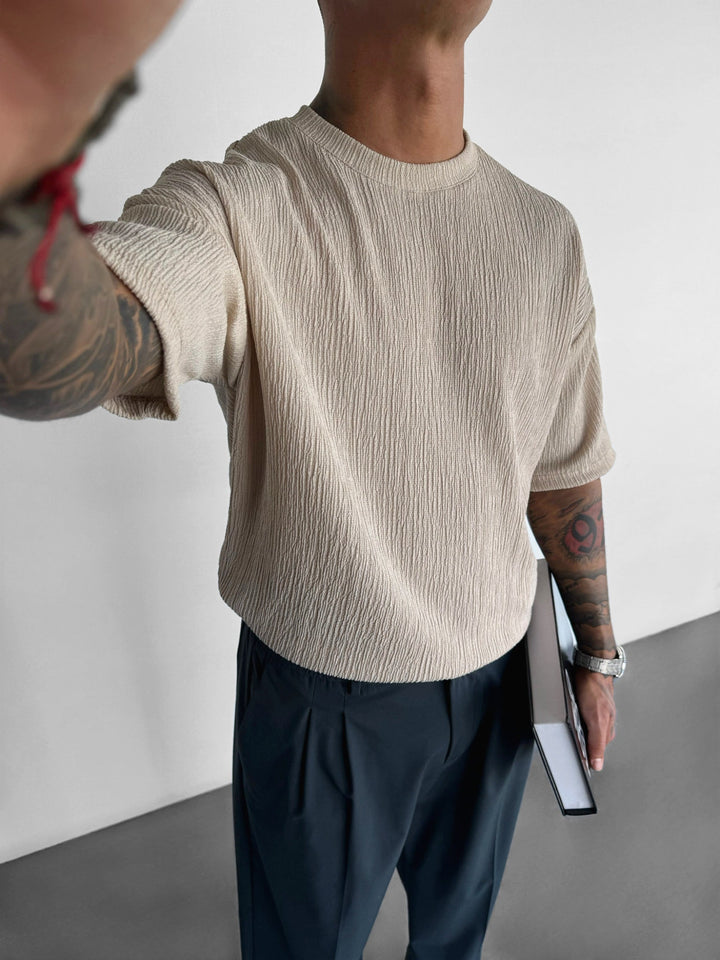 Oversize Crepe T-shirts - Beige