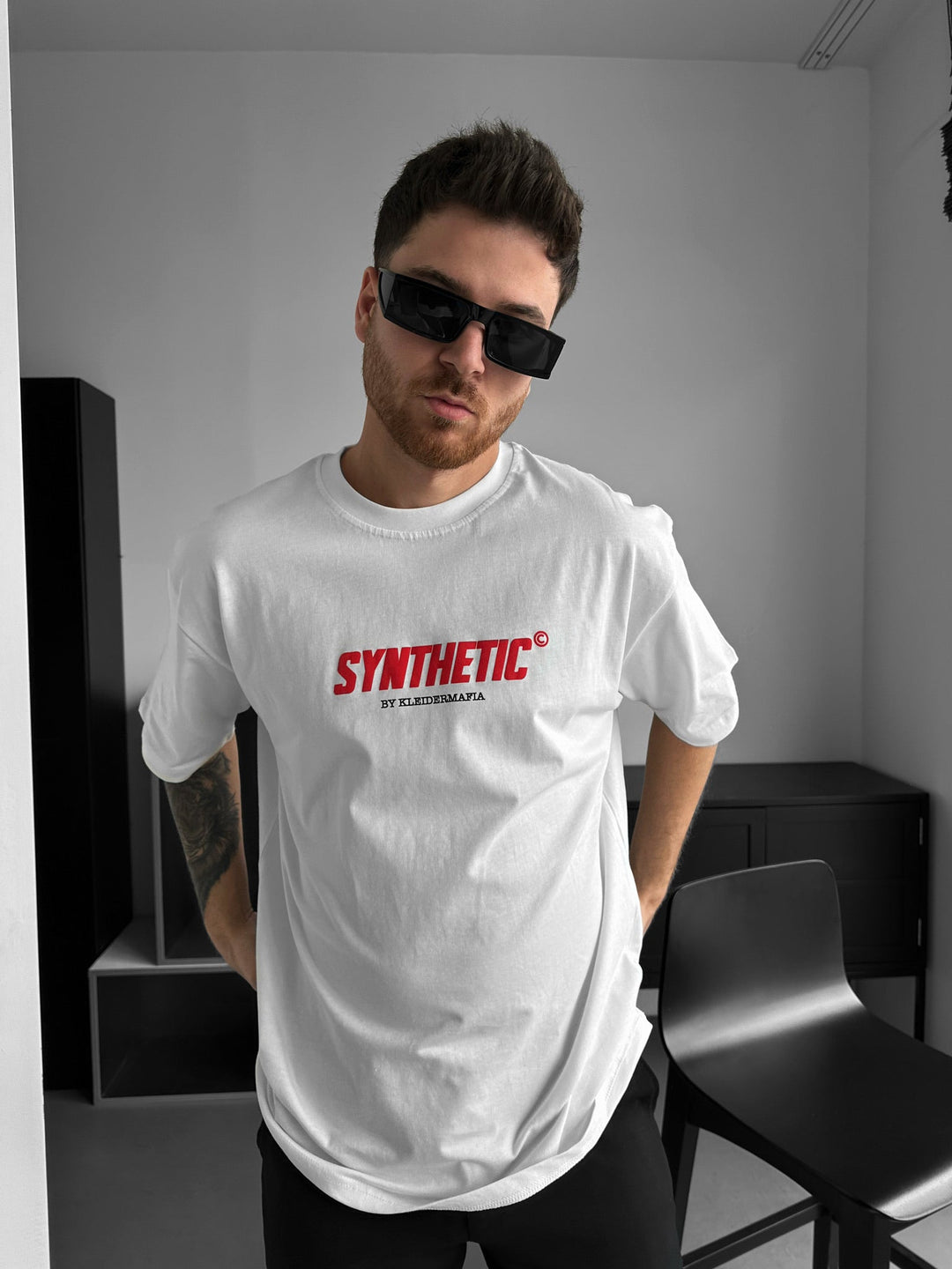 Oversize Syntetisk T-shirt - Ecru